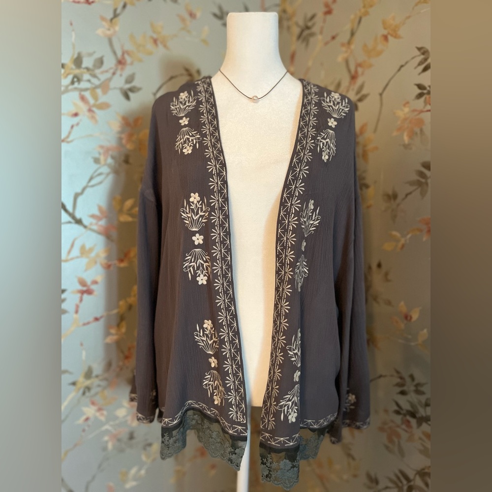 Sundance Catalog Boho Belle Lace Trimmed Kimono Size Medium
